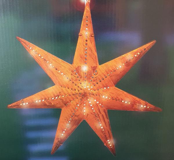 Metallstern in Rostoptik mit LED Lichterkette 30,5 cm zum hängen